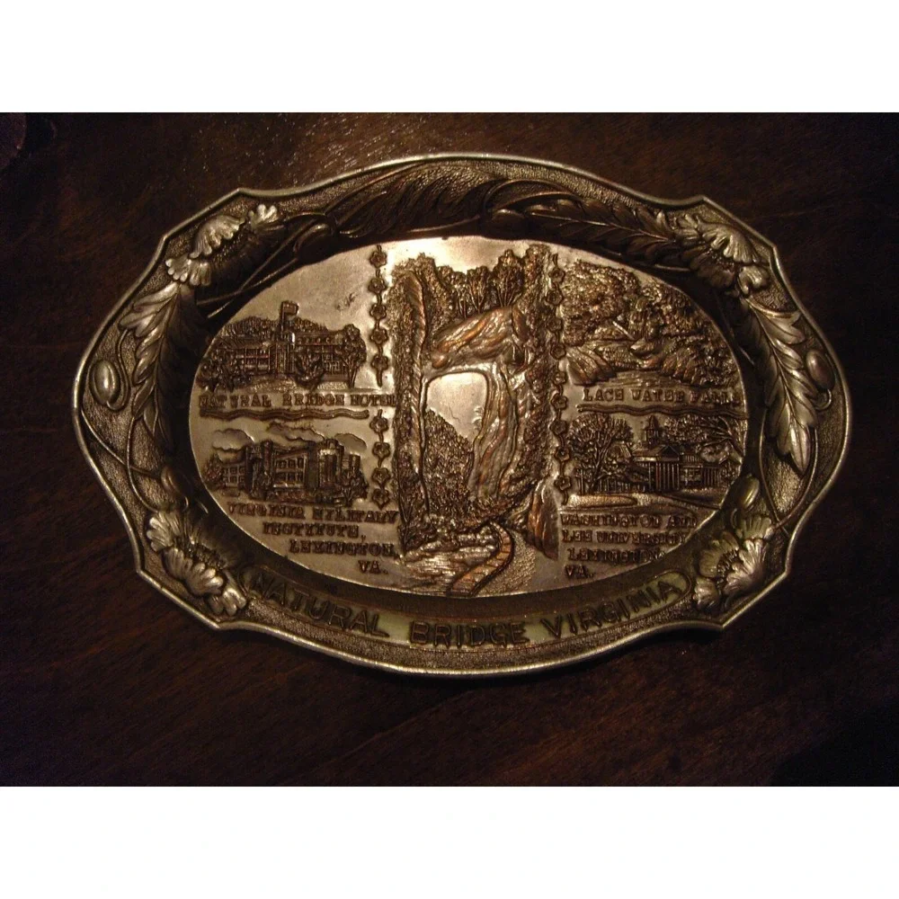 Vintage ENCO Occupied Japan silver souvenir mini‎ tray Natural bridge Virginia